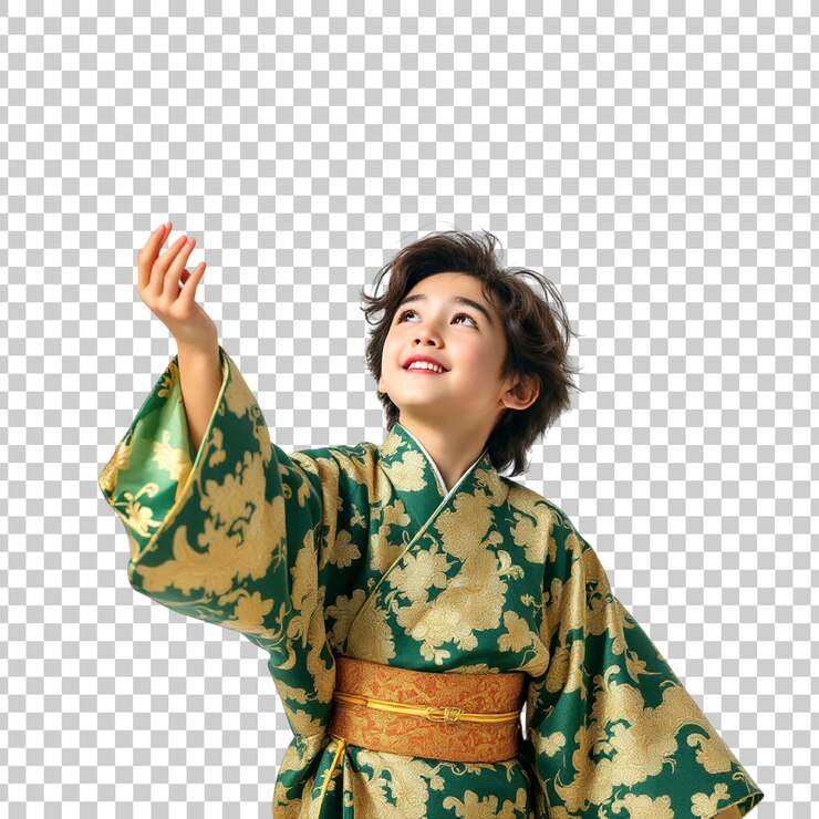 PSD menino adorável de kimono