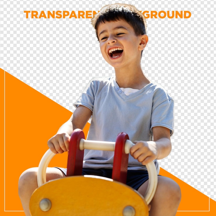 PSD menino brincando no parque com fundo transparente