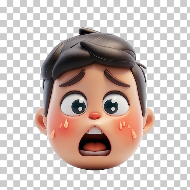 PSD menino chorando avatar isolado em transparente