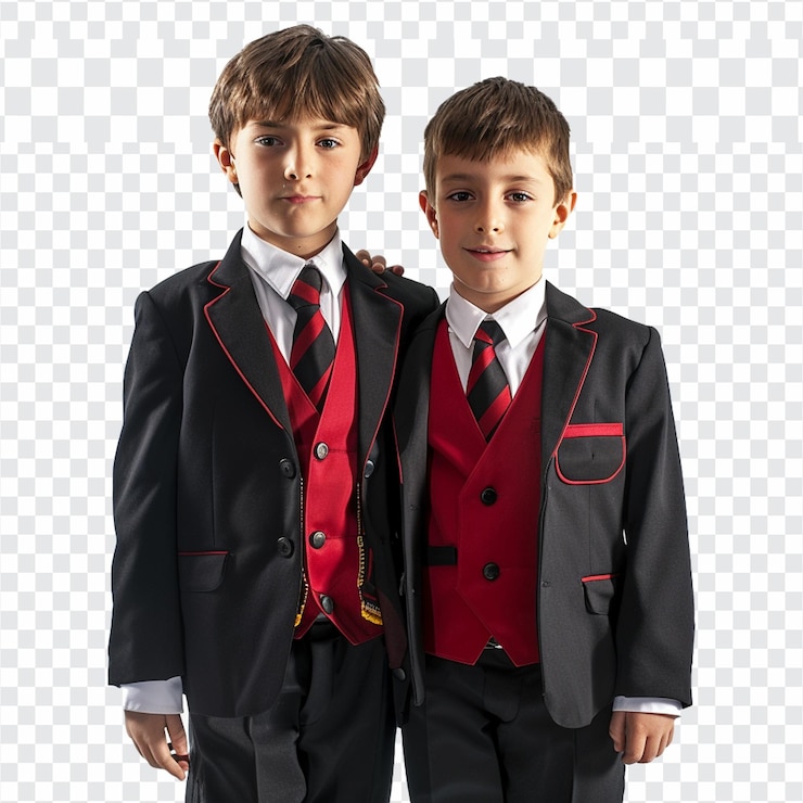 PSD menino e menina de uniforme de escola de volta à escola