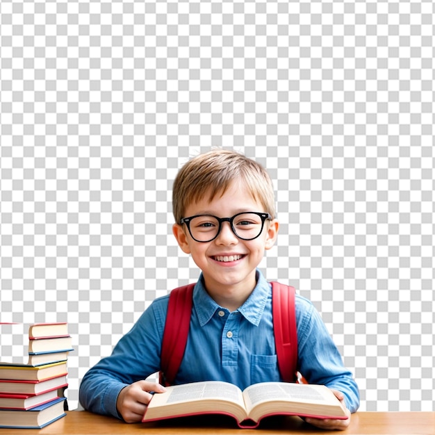 Menino feliz lendo um livro