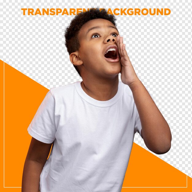 menino gritando com fundo transparente
