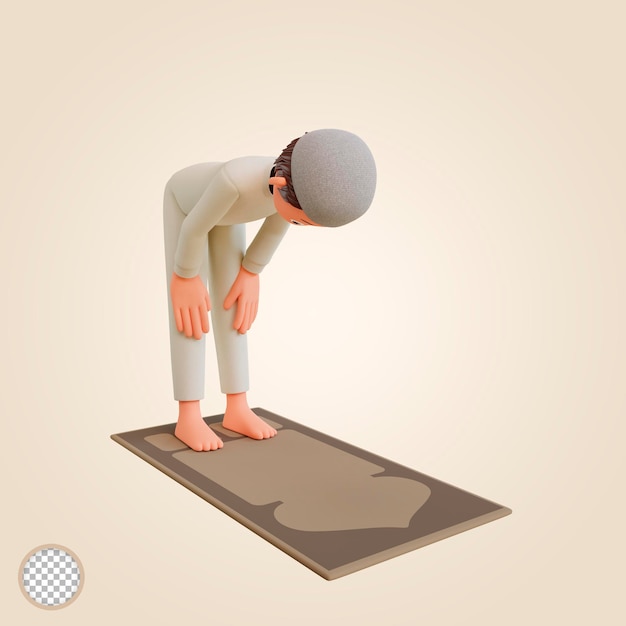 menino muçulmano de ilustração 3d rezando