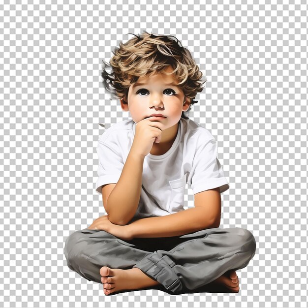 PSD menino pensando em um fundo de png