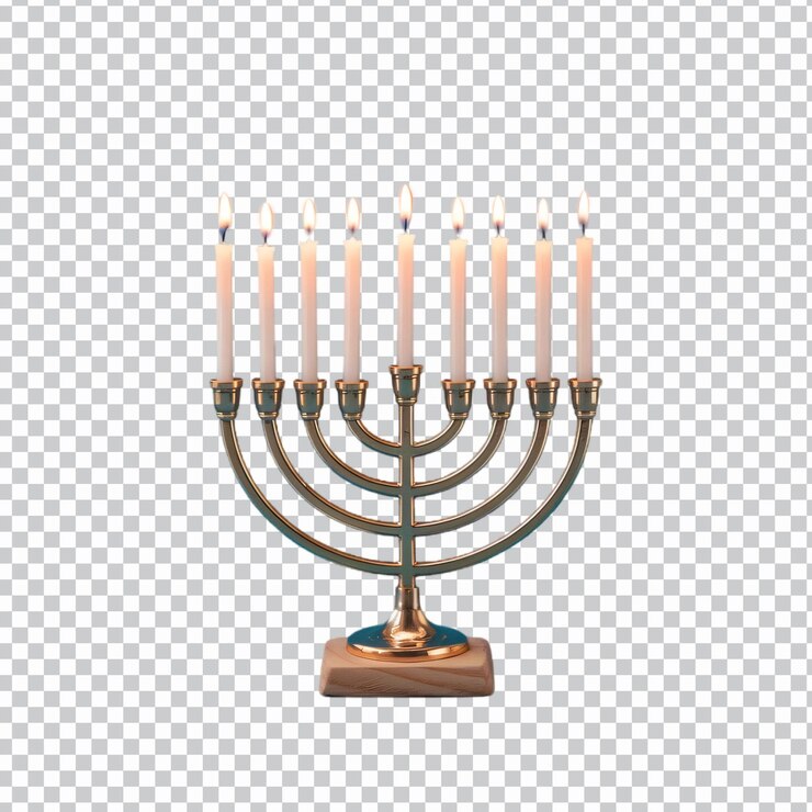 PSD una menorá con velas encendidas para hanukkah aislada