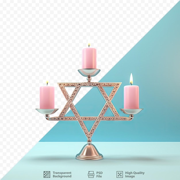 PSD menorah blanche isolée, symbole de la religion juive