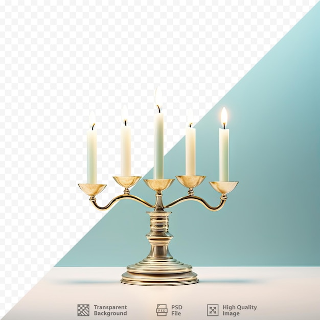 PSD menorah blanche isolée, symbole de la religion juive