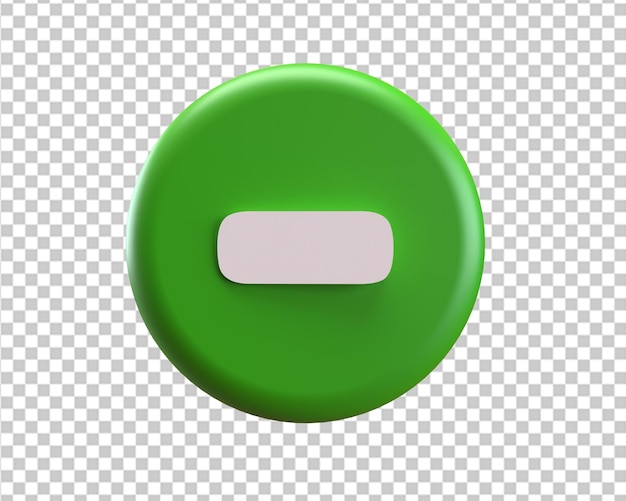 PSD menos ícone verde renderização 3d