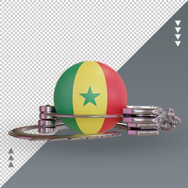 Menottes 3d Drapeau Sénégal Rendu Vue De Face