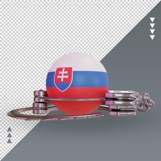 PSD menottes 3d drapeau slovaquie rendu vue de face