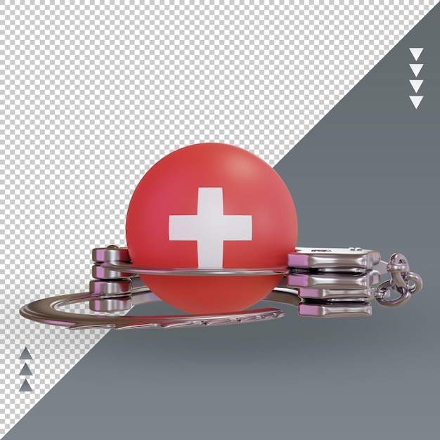 PSD menottes 3d drapeau suisse rendu vue de face