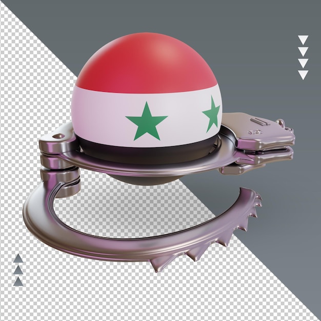 PSD menottes 3d drapeau syrie rendu vue de gauche