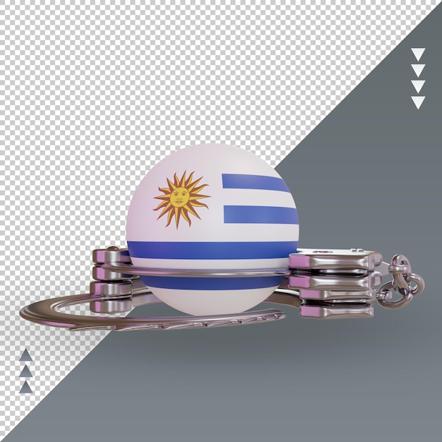 PSD menottes 3d drapeau uruguayen rendu vue de face