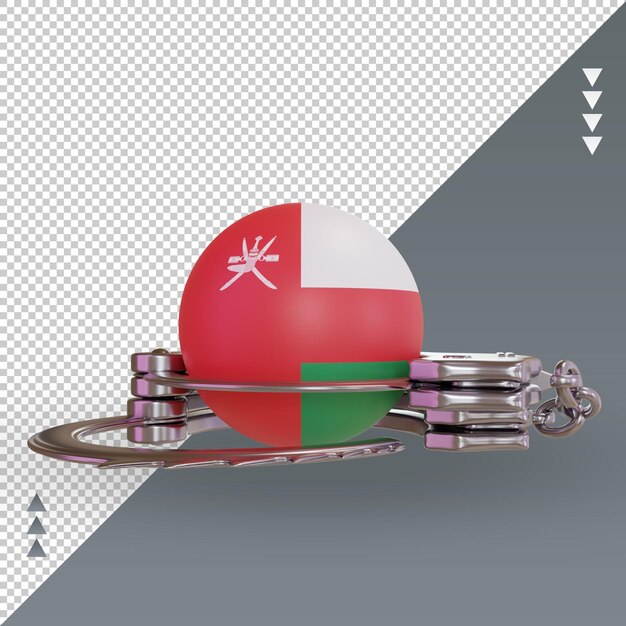 PSD menottes 3d oman flag rendu vue de face