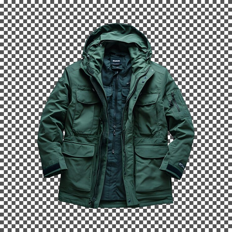 PSD mens 3in1 field jacket isolated on transparent background