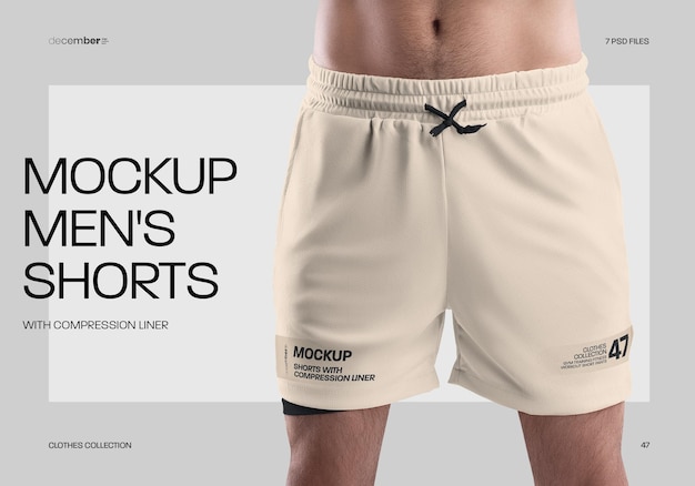 Mens Mockups Shorts mit Compression Liner Einfache Anpassung der Farben Shorts und aller Elemente