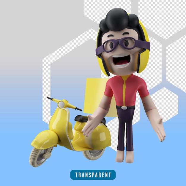 Mensageiro e scooter 3d