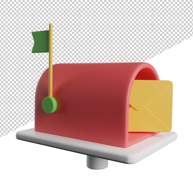 Mensagens da caixa de correio coloque a ilustração do ícone de renderização 3d vista lateral em fundo transparente