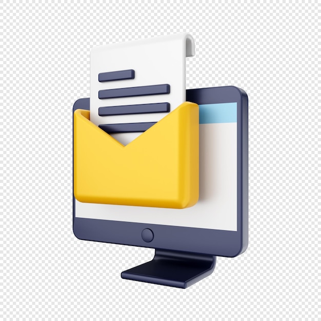 mensagens de correio de e-mail de função de computador 3d