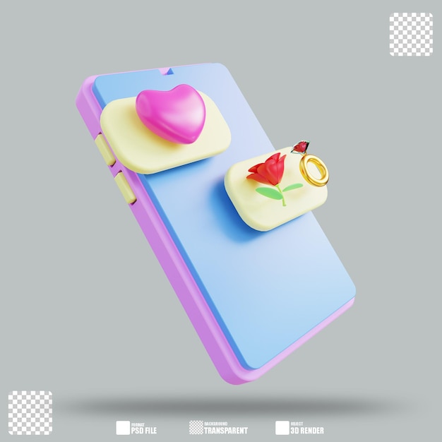 Mensaje de amor de ilustración 3D 2