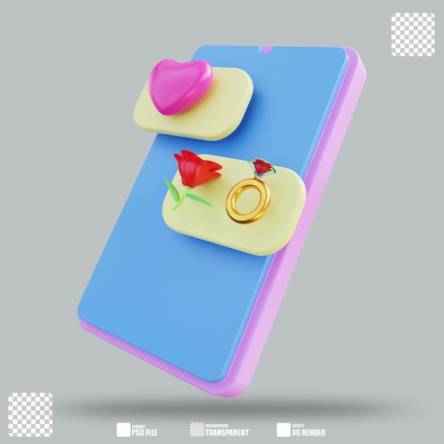 Mensaje de amor de ilustración 3D 3