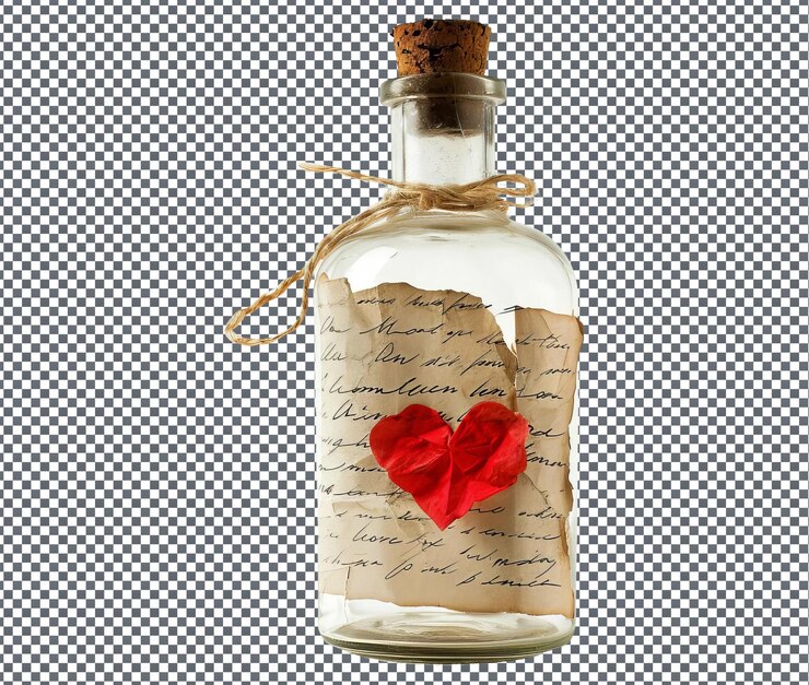 PSD un mensaje en una botella dice amor en un fondo negro