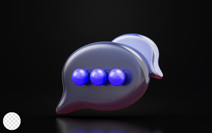 PSD mensaje de burbuja signo de chat sobre fondo oscuro 3d render concepto para comentario de comunicación