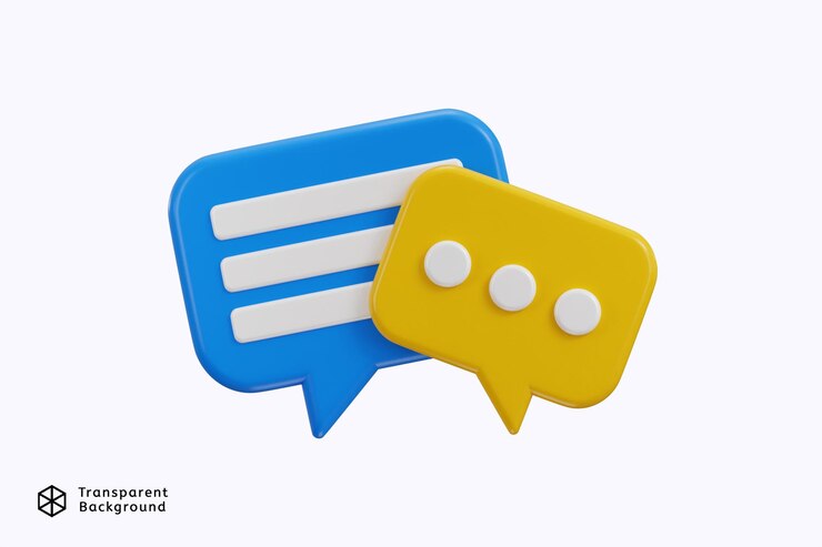 PSD el mensaje de chat en el icono de burbuja de voz ilustración vectorial de renderización 3d