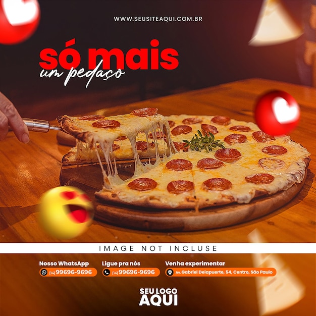 PSD mensaje de comida de psd y deliciosa pizza plantilla de banner de redes sociales