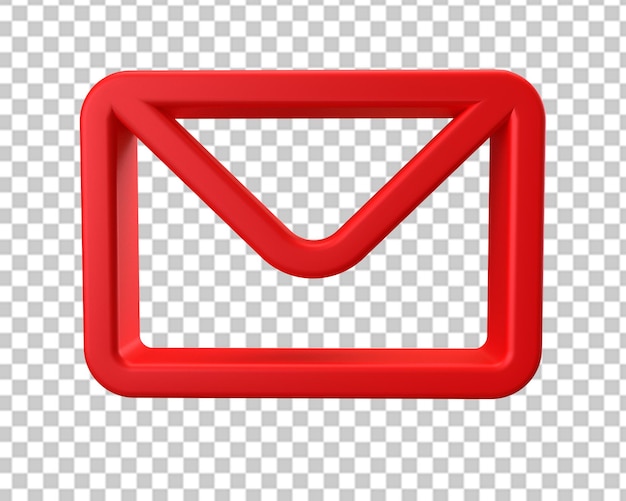 PSD mensaje de correo electrónico icono rojo 3d render