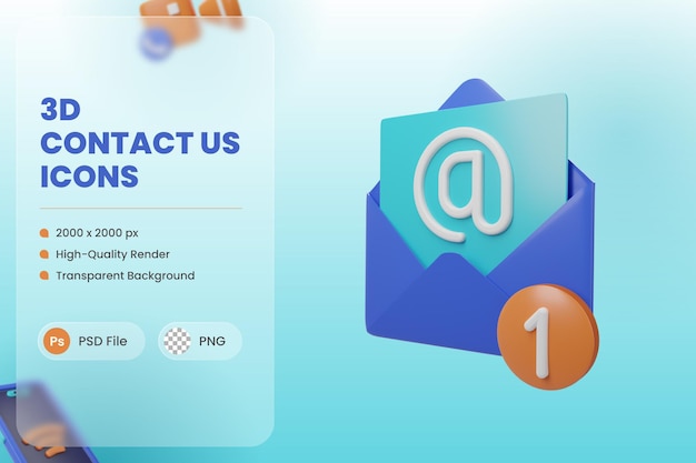 Mensaje de correo electrónico de ilustración de icono 3D