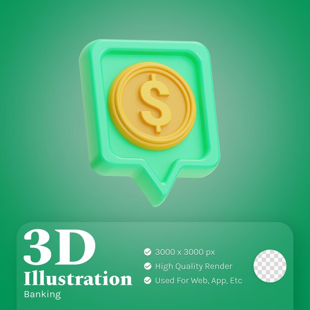 Mensaje dólar ilustración 3d