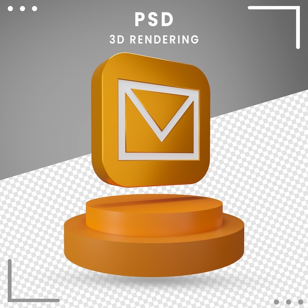 PSD mensaje de icono moderno girado 3d aislado