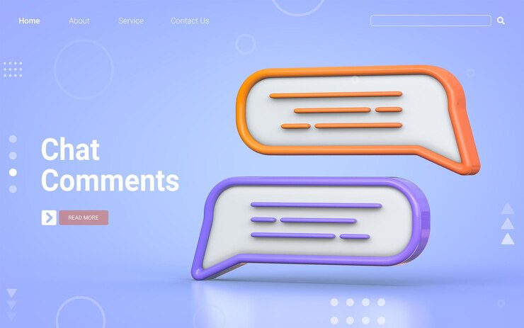 PSD mensaje de los medios sociales, charla, charla, comunicación, sobre fondo azul, 3d, render, concepto