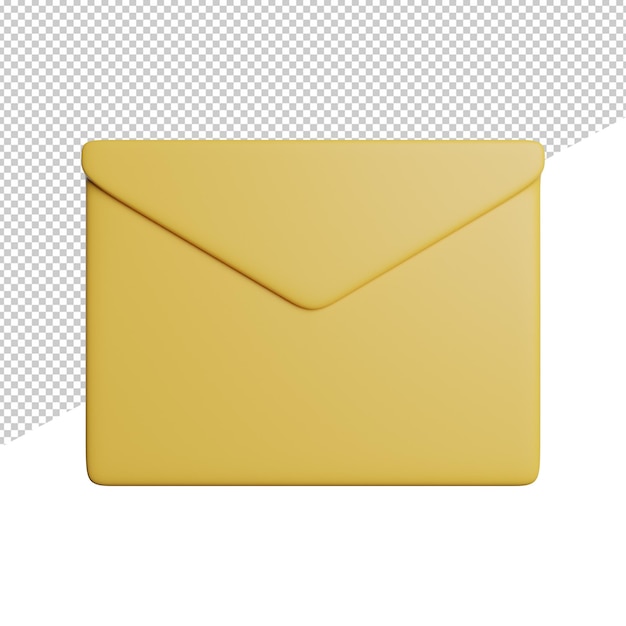 Mensaje de sobre Vista frontal amarilla Ilustración de icono de renderizado 3d sobre fondo transparente