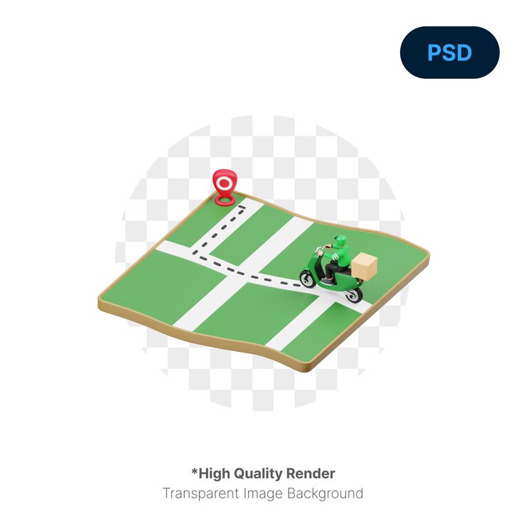 PSD mensajero en camino icono 3d premium psd
