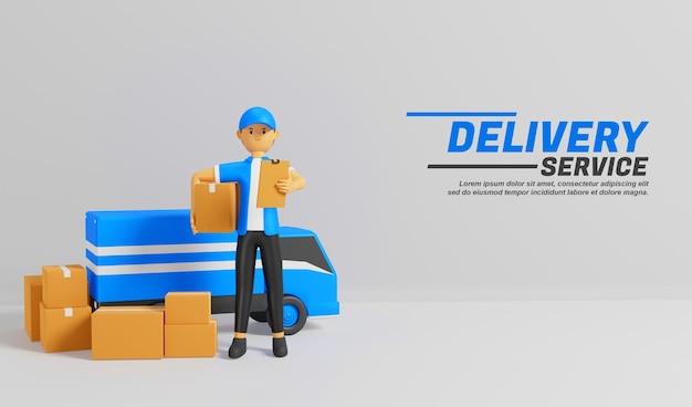 mensajero del servicio de entrega del ejemplo de la historieta 3d
