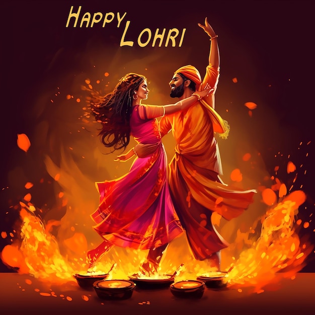 Menschen, die Lohri tanzen, indischer Festival-Hintergrund