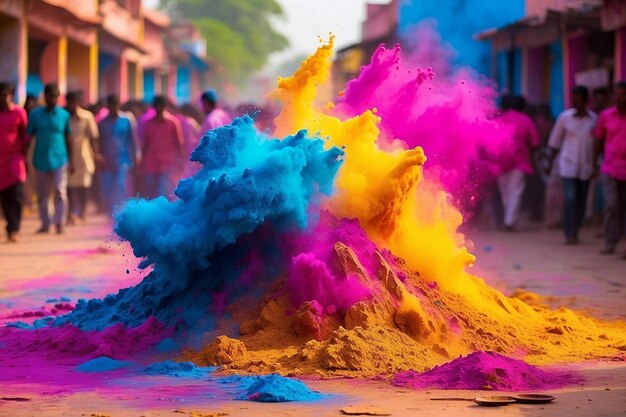 Menschen feiern das farbfestival holi