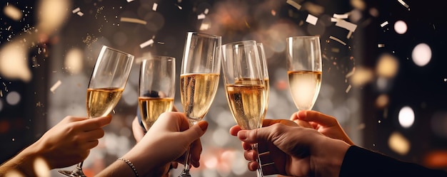 Menschen feiern einen Moment und trinken ein Glas Champagner.