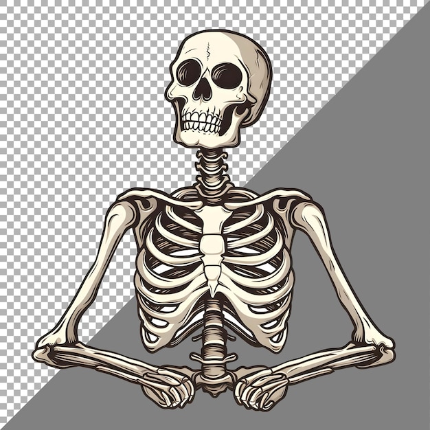 PSD menschliches skelett-aufkleber-stil transparenter hintergrund ai generiert