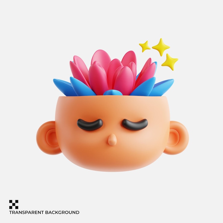 PSD mente meditativa con flores y estrellas