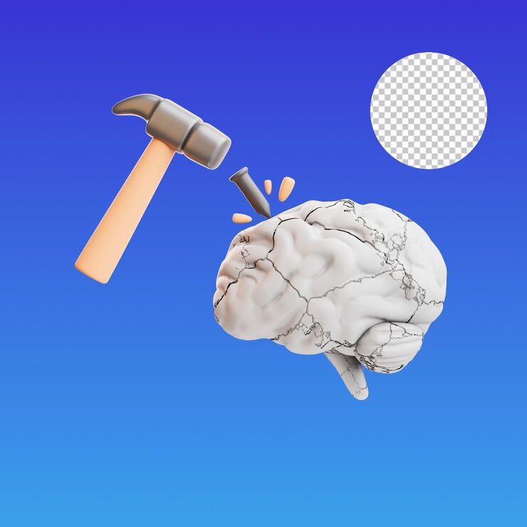 PSD mente obstinada ilustración 3d