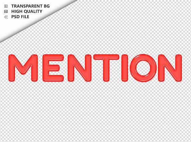 PSD mention typographie texte rouge verre brillant psd transparent