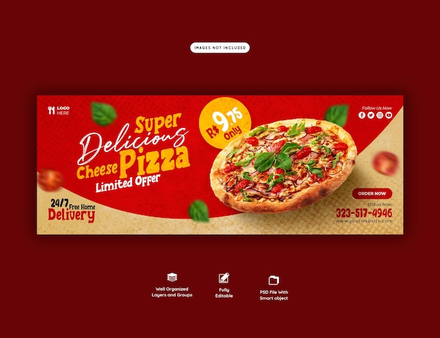 Menu Alimentaire Et Délicieux Modèle De Bannière De Couverture Facebook Pizza