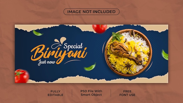 Menu alimentaire du ramadan et modèle de couverture facebook du restaurant