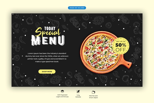 PSD menu alimentaire et modèle de bannière web restaurant