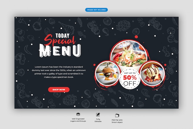 PSD menu alimentaire et modèle de bannière web restaurant