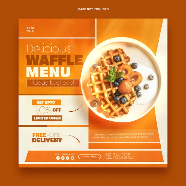 Menu alimentare e ristorante banner sui social media o modello di post su Instagram