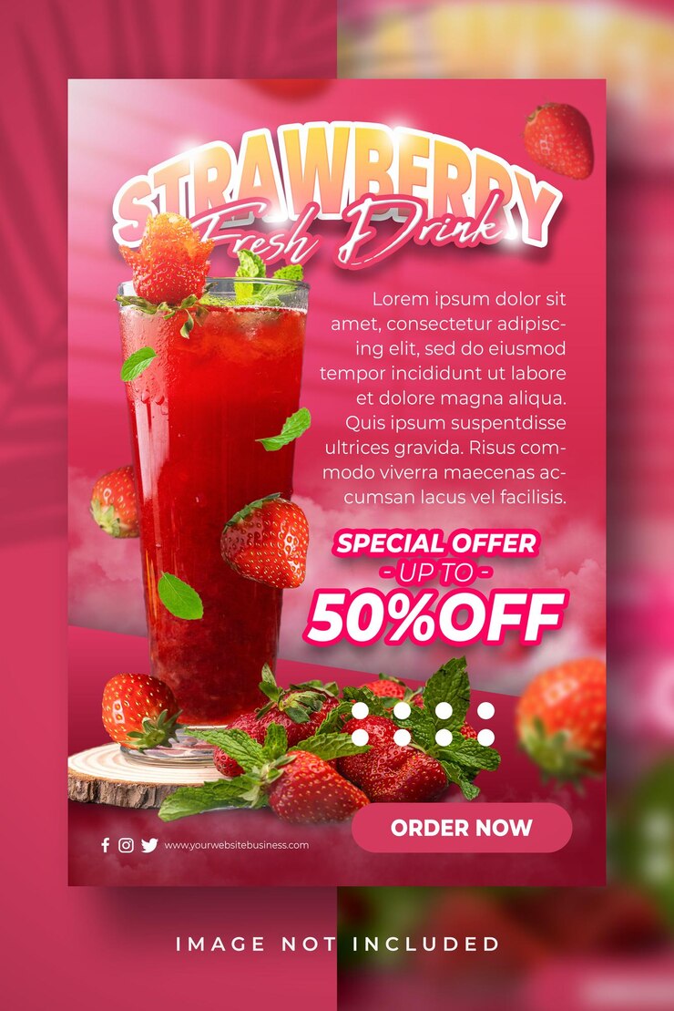 PSD menú de bebidas de sabores dulces de jugo de fruta fresca para plantilla de banner de exhibición de volante de cartel de promoción